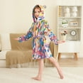 thumbnail image 4 of FORMRS Niños Bathrobe Unisex Hooded Robe Soft Plush Pajamas Sleepwear, Size 10-12T, Light Colorful Circles, 4 of 7