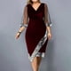 thumbnail image 1 of ICHUANYI Clearance Women Casual V-neck Irregular Sequin Mesh Half Sleeve Dress Evening Dresses(Wine, L) ICHUANYI WER2023080902422, 1 of 8