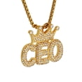 thumbnail image 5 of Hip Hop Iced Out Crown Letters CEO Pendants Necklaces 14K Yellow Gold Chains For Men Women Cubic Zircon Bling Jewelry, 5 of 7