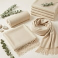 thumbnail image 6 of Pashmina Shawls Scarf for Women Large Silky Wraps for Evening Dress Bridesmaid Wedding Winter Beige, 6 of 8
