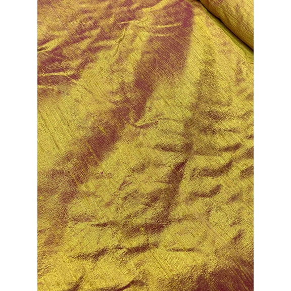 100% Raw silk noil Matka fabric, beautiful wine color noil silk. Sold by the yard-Yellow