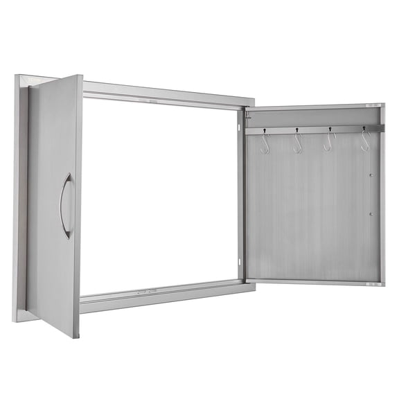 Outdoor Kitchen Flush Mount Door 39" W x 26" H - Stainless Steel Double Access Door with Handles for BBQ Grill Cabinets