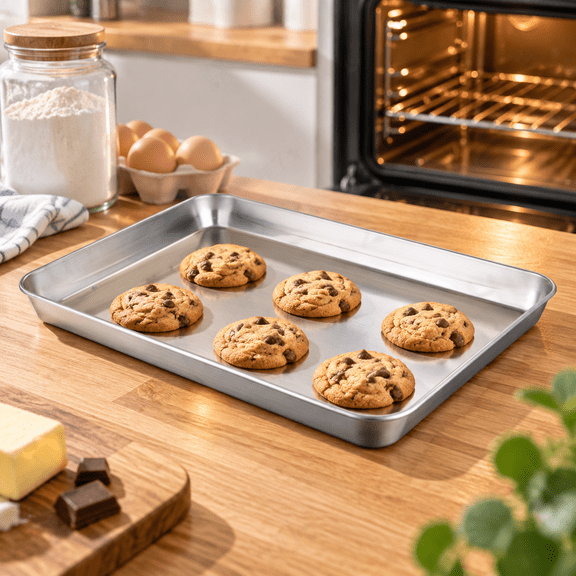 Small Baking Tray 26x15x1.2cm Stainless Steel Cookie Sheet Pan for Toaster Oven Cookies Bread Pastries and Home Kitchen Baking