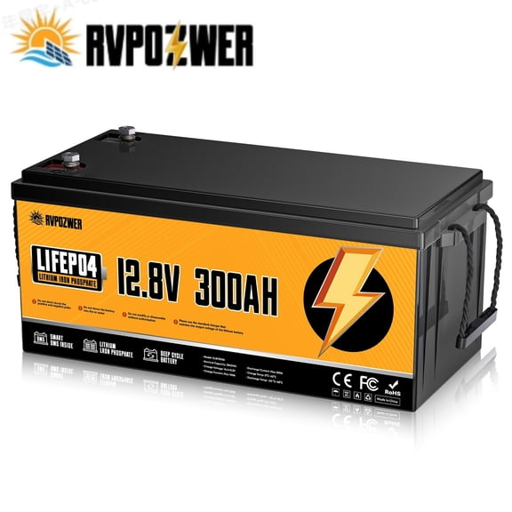 RVPOZWER 12V 300Ah Lithium LiFePO4 Battery 200A BMS for Golf Cart RV Marine Solar Panels