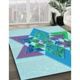 thumbnail image 3 of Ahgly Company Machine Washable Indoor Square Transitional Blue Area Rugs, 7' Square, 3 of 7