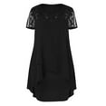 thumbnail image 5 of Plus Size Lace Dresses for Women Lace Short Sleeve Crewneck Elegant Mini Dress Swing High Low Hem Sheer Layered Loose Sundress, 5 of 5