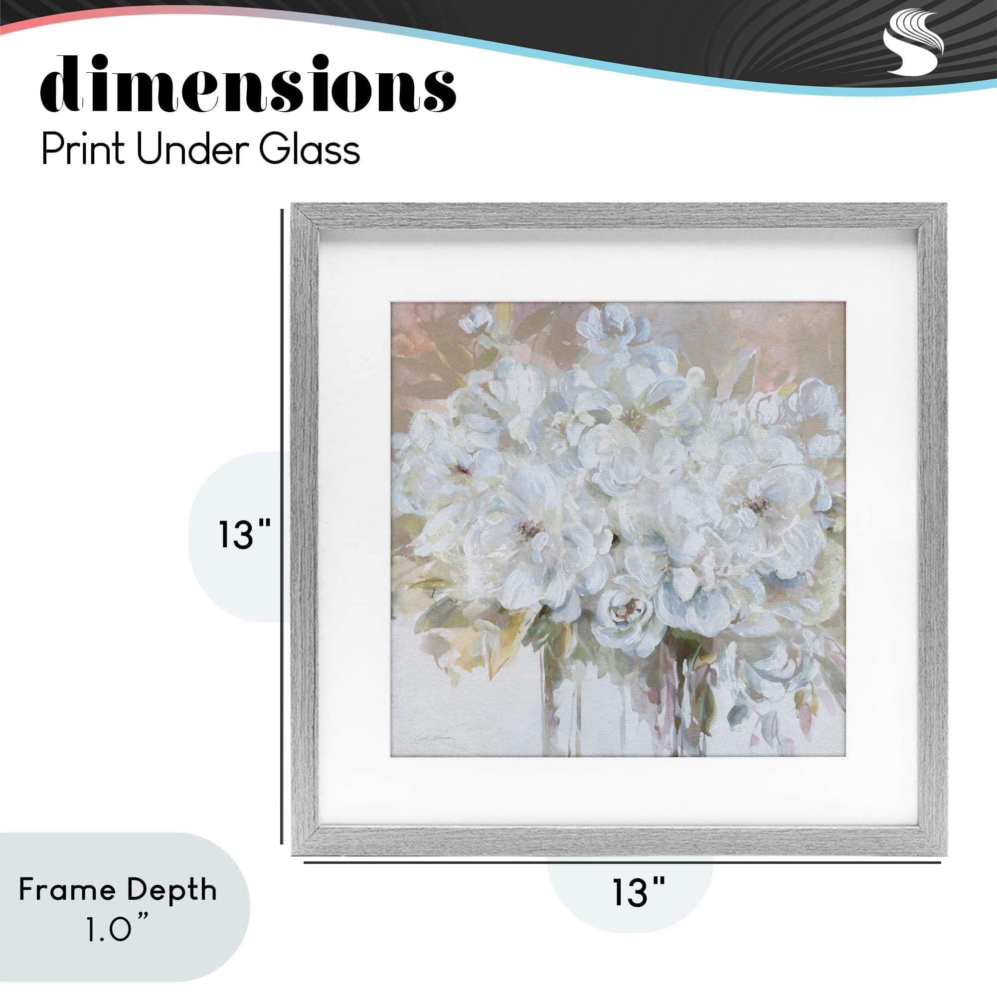 Stupell Industries Soft White Bouquet Serenity Gray Framed Print Under Glass, design by Carol Robinson