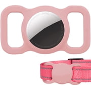 Protective Airtag Case for Dog Collar, Pet/Dog Collar Holder Case Compatible with Apple AirTag, Waterproof Airtag Loop for GPS Tracker Lightweight Soft Anti Scratch Anti Lost Pink