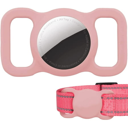 Protective Airtag Case for Dog Collar, Pet/Dog Collar Holder Case Compatible with Apple AirTag, Waterproof Airtag Loop for GPS Tracker Lightweight Soft Anti Scratch Anti Lost Pink