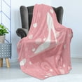 thumbnail image 4 of High Heels Soft Flannel Fleece Blanket, Classy Female Foot Wear and Hearts Dotted Lines Feminine Illustration, Cozy Plush for Indoor and Outdoor Use, 60" x 80", Pale Pink Dried Rose, by Ambesonne, 4 of 5