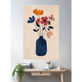 thumbnail image 2 of Colorful Floral Bouquet In Blue Vase - Minimalist Illustration Poster Wall Art, Modern Wall Decor For Living Room Bedroom, 16x24 UNFRAMED, 2 of 3