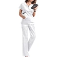 thumbnail image 1 of Ensemble de Blouses pour Femmes Col en V Manches Courtes Uniforme avec Poches C, 1 of 5