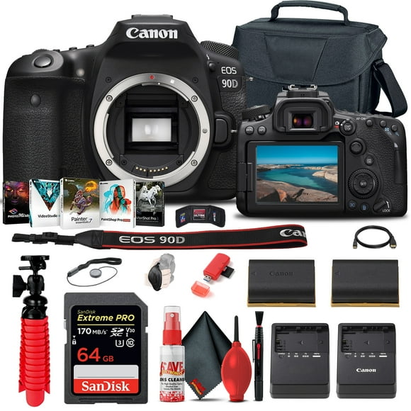 Canon EOS 90D DSLR Camera Body (3616C002) - 1 Unit, 64GB SD Card, EF/EF-S Lens Compatible(International Model)