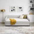 thumbnail image 5 of KYLE & KAY Full Daybed with Trundle,Modern Linen Upholstered Daybed,Upholstered Tufted Sofa Bed with Headboard and Armrest and Support Legs,Wood Daybed Frame for Boy,Girl,No Box Spring Needed,Beige, 5 of 7