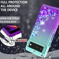 thumbnail image 6 of Starshop Case for Google Pixel 7 Pro, +Glass Screen Protector, Liquid Glitter Quicksand Bling Diamond Teal/Purple, 6 of 8
