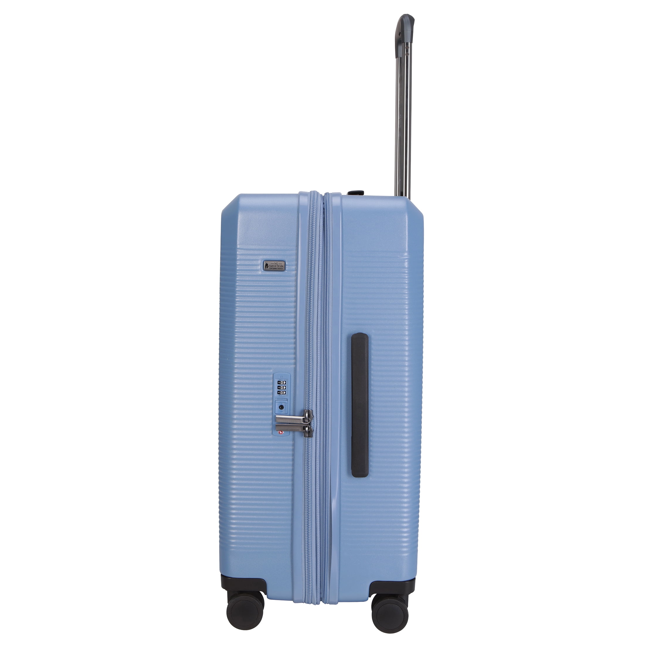 btL 24-inch Checked Expandable Hardside Upright Luggage With 360 Spinner Wheels and Divider Pockets, Blue Shadow