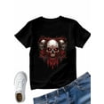 thumbnail image 4 of Women's T-Shirt Terror Skull Short Sleeve Casual Tee Classic Crew Neck T Shirt for Women Black, M, 4 of 7