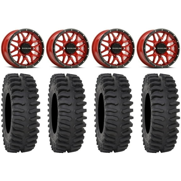 Raceline Krank 15" Wheels Red 35" XT400 Tires Polaris RZR XP 1000 / PRO XP / Ranger XP 900/1000