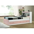 thumbnail image 5 of Hodedah Twin-Size Captain Bed with 3-Drawers and Headboard in Pink, 5 of 11