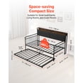 thumbnail image 3 of VEVOR Twin Size Daybed Frame Metal Day Bed with Trundle and Charging Station, 3 of 9