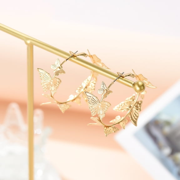 JunYeShi Butterfly Earrings for Women Trendy Big Butterfly Hoop Dangle Earrings Huggie Hoops Drop Earring Jewelry Dress Accessories Gifts