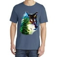 thumbnail image 2 of Wild Bobby, Earth Wolf Trees Mountains Nature, Animal Lover, Garment-Dyed Washed Look Short Sleeve T-Shirt, Navy, X-Large, 2 of 3