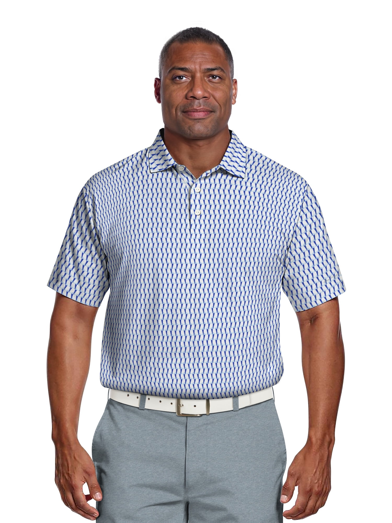 Ben Hogan Men's & Big Men's Performance Large Geometric Short Sleeve Polo Shirt, Sizes S-5XL