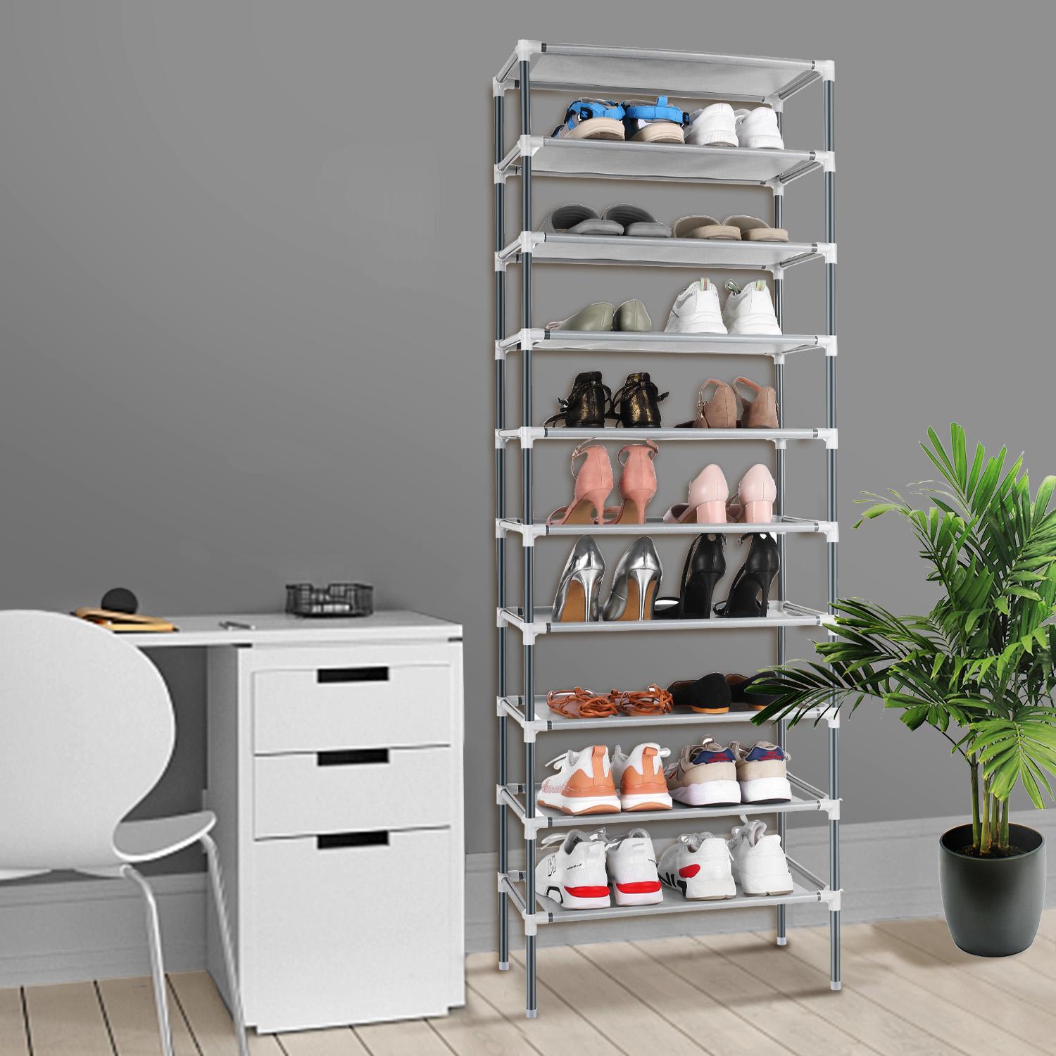 10 Tiers 30 Pair Stackable Shoe Rack Storage Shelves 30 Pairs Non Woven Fabric Shoe Tower Organizer Cabinet Onli Walmart Com Walmart Com