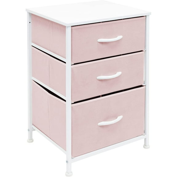 Sorbus Nightstand 3-Drawer Shelf Storage - Bedside Furniture End Table Chest Pink