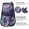 thumbnail image 2 of Yayeee Double Oven Mitt Kitchen Heat Resistant Baking 35" x7" Quilted Glove, Astronaut Pattern, 2 of 6