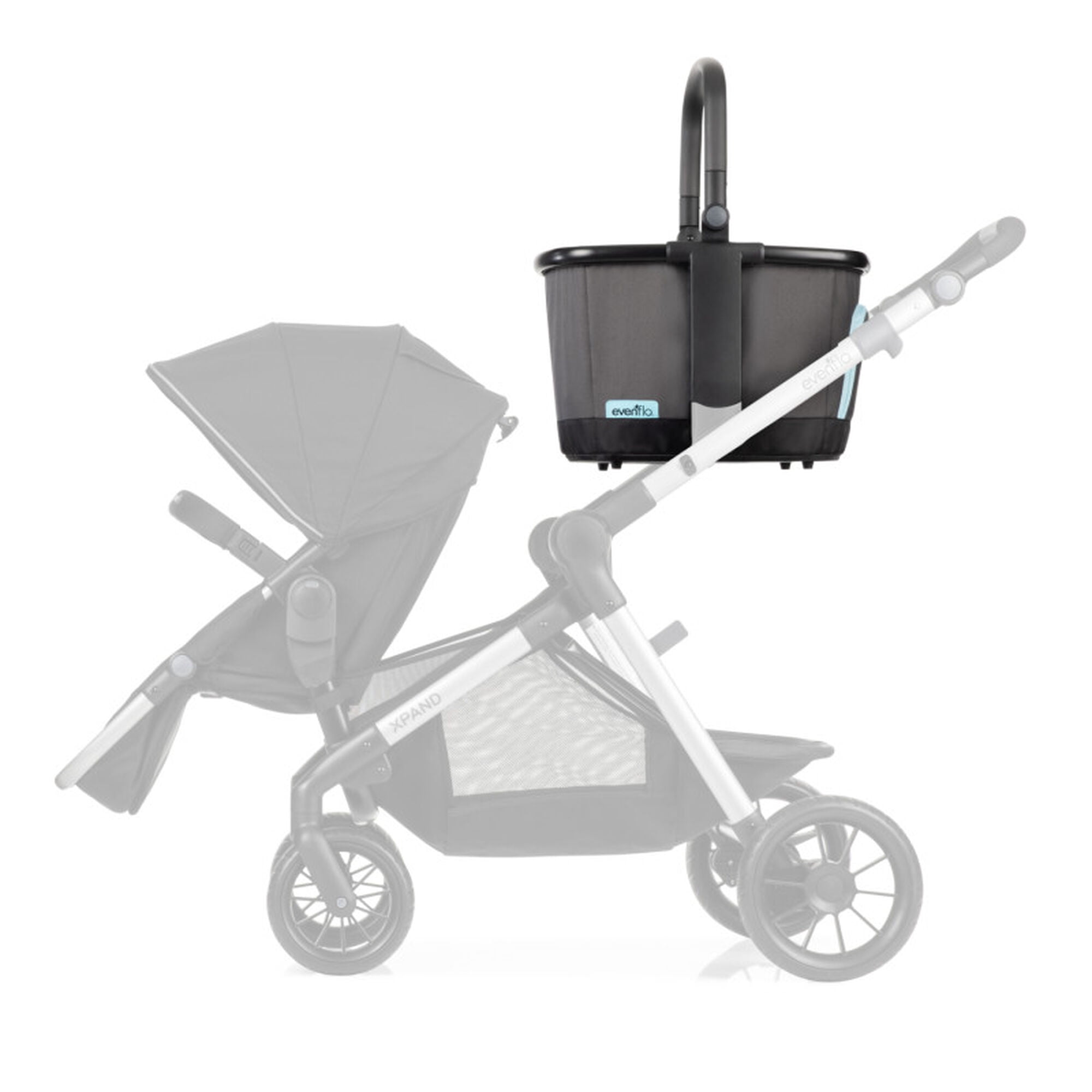 Evenflo Pivot Xpand Portable Reusable Stroller Market Storage Basket, Gray Sky