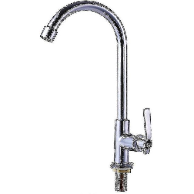 Cold Water Sink Faucet Single Handle One Hole High Arc Deck Mount Stainless Steel Bar Faucet - CX