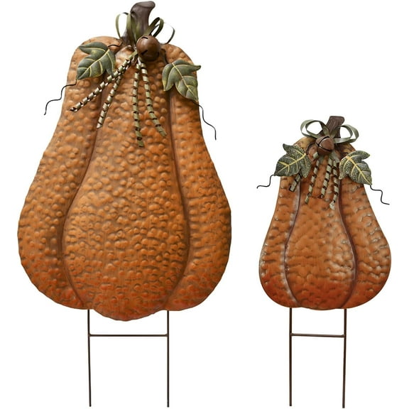 Pumpkin Garden Stake Metal Pumpkin Yard Sign Fall Decor, Decorative Garden Decor Pumpkin Outdoor Stakes for Autumn Harvest Thanksgiving Halloween Rustic Pumpkin Decoration for Home