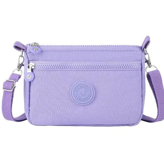 New Women Nylon Lightweight Coin Purse Crossbody Bag Messenger Bag Mobile Phone Bag Shoulder Bag LIGHT PURPLE