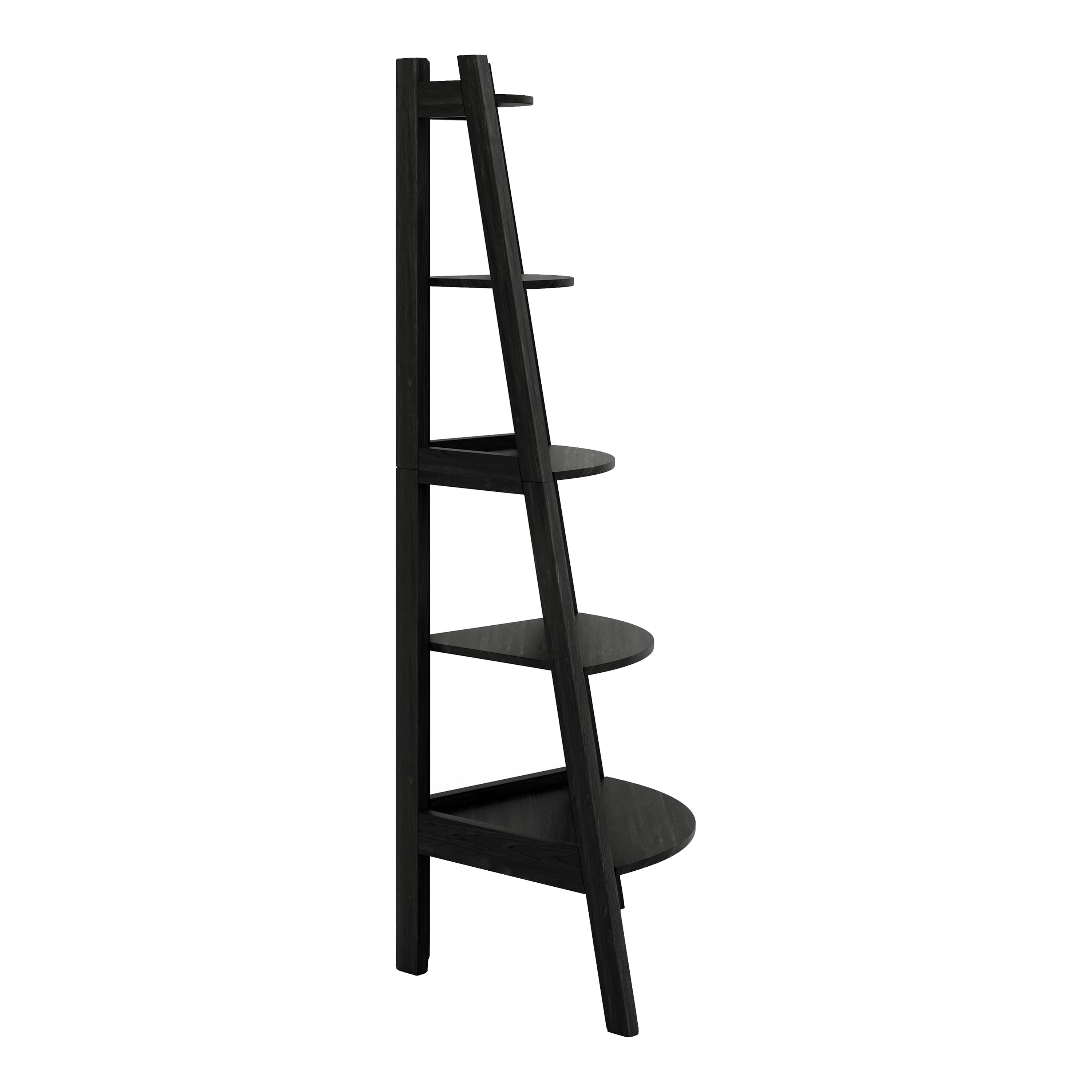 Furniture of America Reno Adult Modern 5-Shelf Corner Bookcase, Black