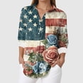 thumbnail image 2 of vigerkar Women's Cotton and Linen Independence Day American Flag Floral Print Shirt (Navy, 5XL), 2 of 5