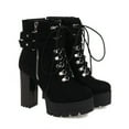 thumbnail image 4 of POROPL Ankle Boots for Women High Heel Chunky Fleece Lace Up Shoes,Womens Boots Size 4.5, 4 of 4