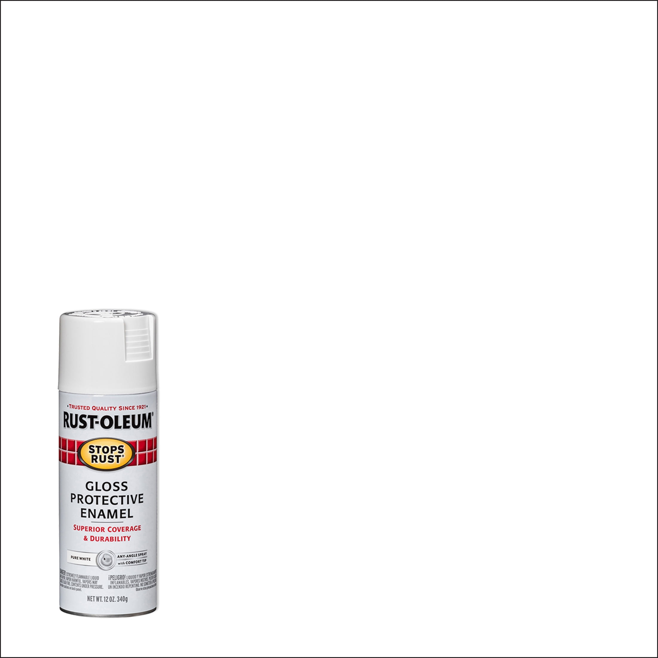 Pure White, Rust-Oleum Stops Rust Gloss Protective Enamel Spray Paint-250702, 12 oz