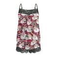 thumbnail image 5 of Midsumdr Christmas Pajamas for Women Cute Christmas Printing Lace Sling Sleeveless Tank Tops with Splicing Lace Shorts Casual Pajamas Set, 5 of 5
