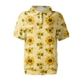 thumbnail image 3 of NAMTYQX Tshirts Shirts for Women Soft Womens Bowling Shirt Lapel Casual Lounges Short Sleeve Yellow Size 3XL, 3 of 5