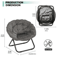 thumbnail image 3 of Gaildon 2 Pieces Foldable Moon Saucer Chair with Mental Frame, Grey, 3 of 7