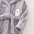 thumbnail image 5 of Gibobby Kids Coral Fleece Bathrobe,Soft Plush Hooded Robe with Adjustable Belt Cute Print for Boys Girls Toddlers 12M-12Y,Warm Loungewear Shower Robe Kids Toddler Pajamas,Grey,Size 2-3T, 5 of 6