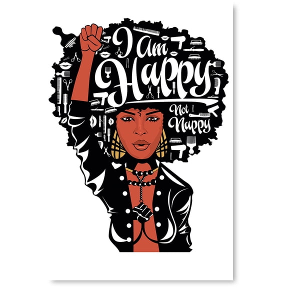 Awkward Styles African Wall Art Printed Art Picture African Woman Poster Art I Am Happy Quotes Decals Beautiful Woman Portrait Nifty Bathroom Decor African Wall Decor Ideas for Office Room