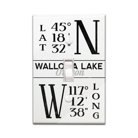 Longitude Three Light - Wallowa Lake, Oregon - Latitude & Longitude - Blue - Lantern Press Artwork (Light Switchplate Cover)