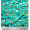 thumbnail image 1 of Soimoi Green Poly Georgette Fabric Fish Ocean Print Sewing Fabric Yard 42 Inch Wide, 1 of 2