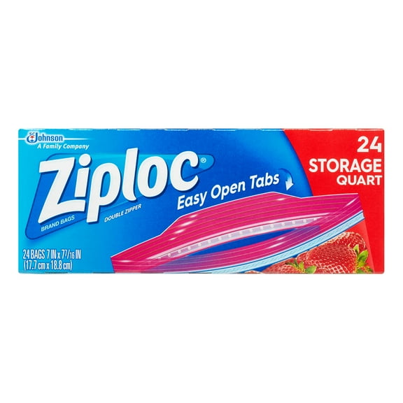 Ziploc Storage Quart Bags with Grip 'n Seal Technology, 24 Count