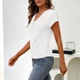 thumbnail image 5 of BLVB Cowl Neck Blouses for Women Dressy Casual Short Sleeve Shirts Spring Summer Ladies Tops Work Office Shirts, 5 of 7