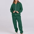 thumbnail image 4 of hoksml Women's 2-Piece Zip Up Hoodie Set with Joggers, Solid Color Lightweight Sportswear for Spring Fall Running Casual Outing, 4 of 9
