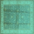 thumbnail image 1 of Ahgly Company Machine Washable Indoor Square Oriental Turquoise Blue Traditional Area Rugs, 7' Square, 1 of 4