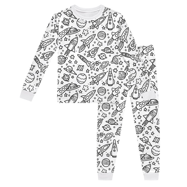 Weaiximiung Ensemble de Pyjama de Noël pour Enfants Col Rond Manches Longues Pantalon Peint à la Main 8-9 Ans